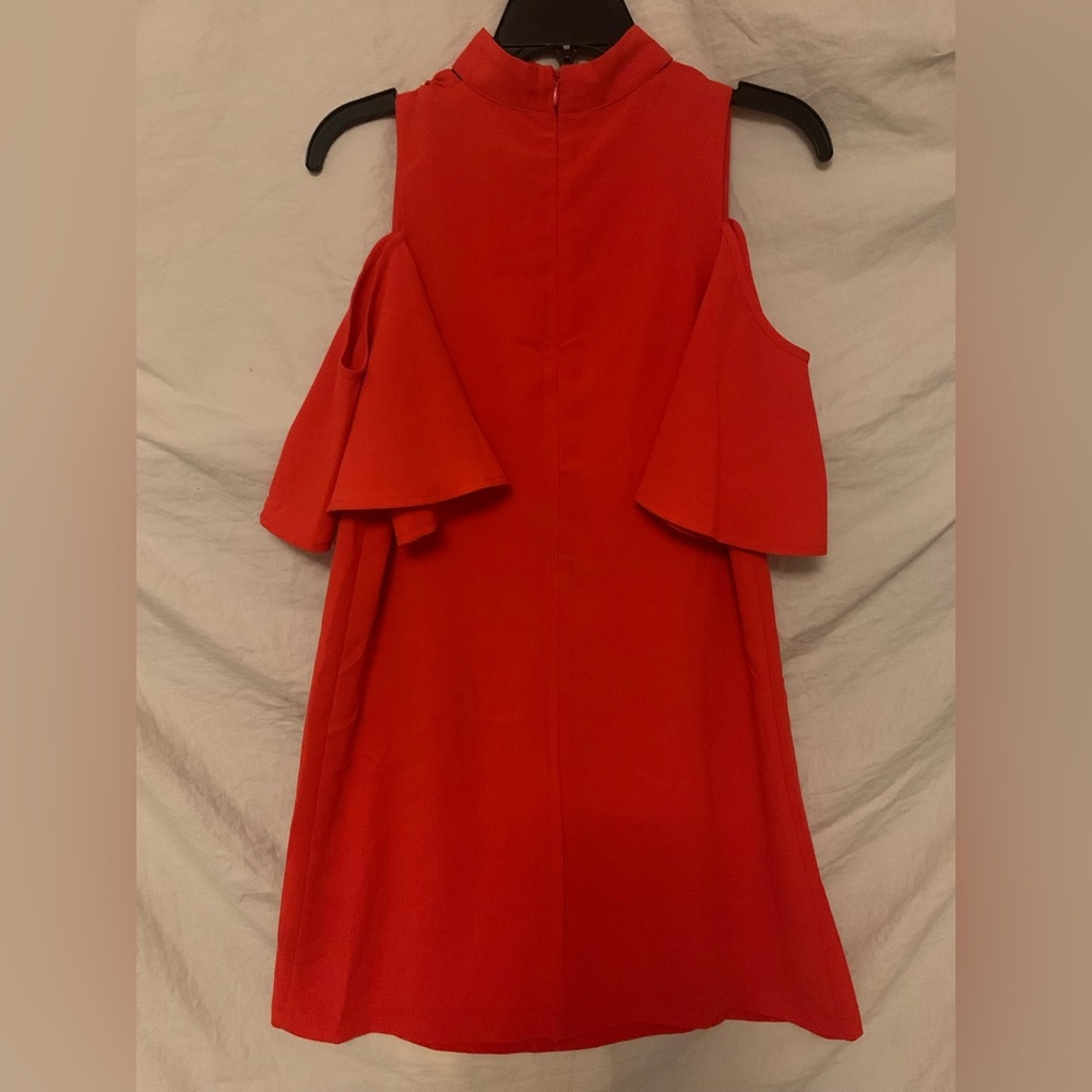 ✨⚡️💥Design Lab clove Women's Woven Cold shoulder swing dress with key hole - Picture 8 of 12